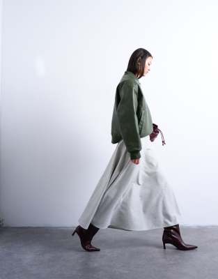 Topshop Tailored Full Circle A Line Maxi Skirt In Gray