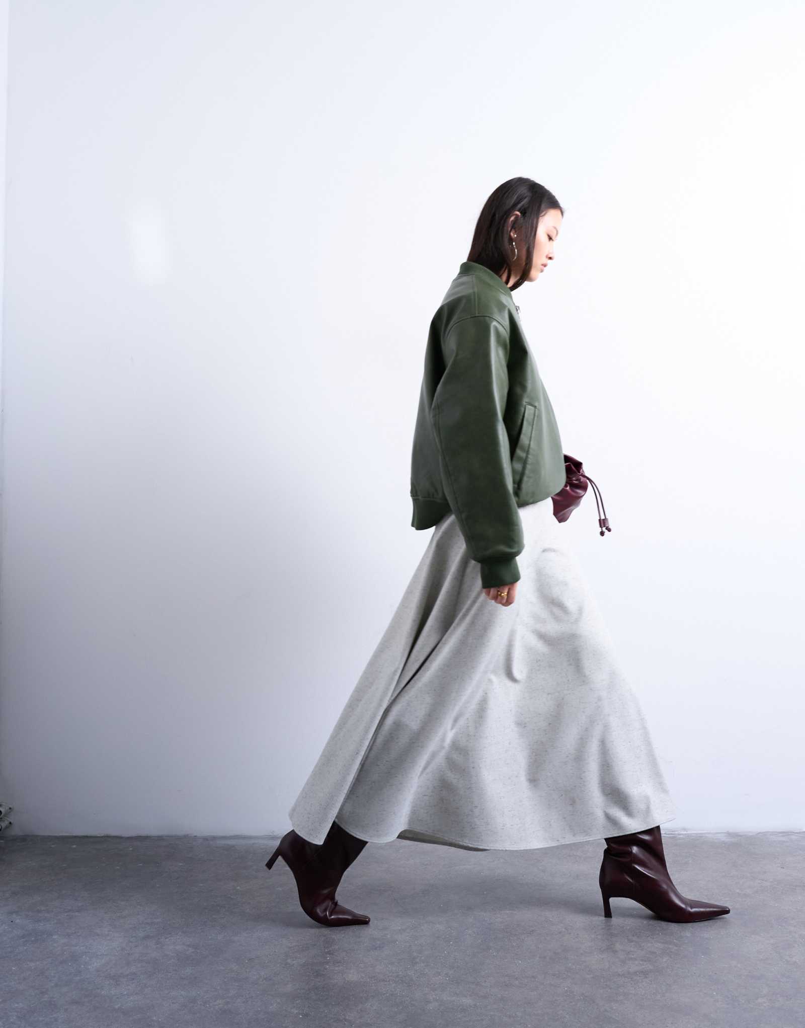 Сшитая на заказ от Topshop юбка макси а-силуэта в полный рост серого цвета