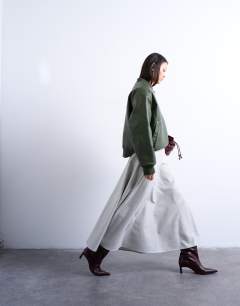 Tailored full circle a line maxi skirt in grey