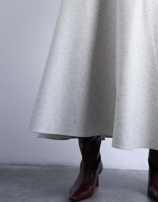 Topshop tailored full circle a line maxi skirt in grey, 3 of 5