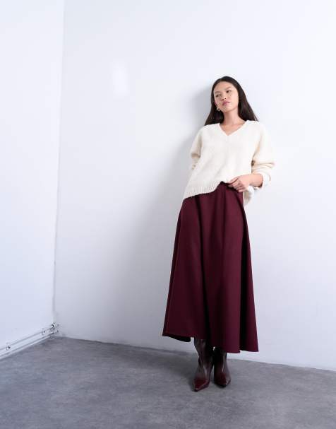 Topshop tailored full circle a line maxi skirt in port royal