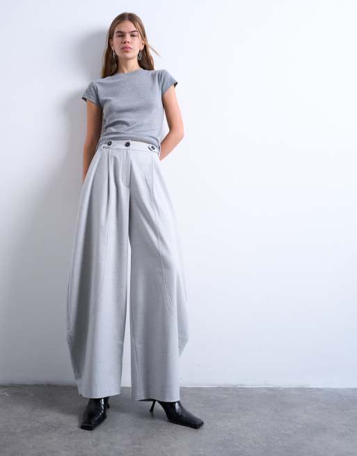 Topshop tailored horseshoe leg pants in grey, 2 of 5