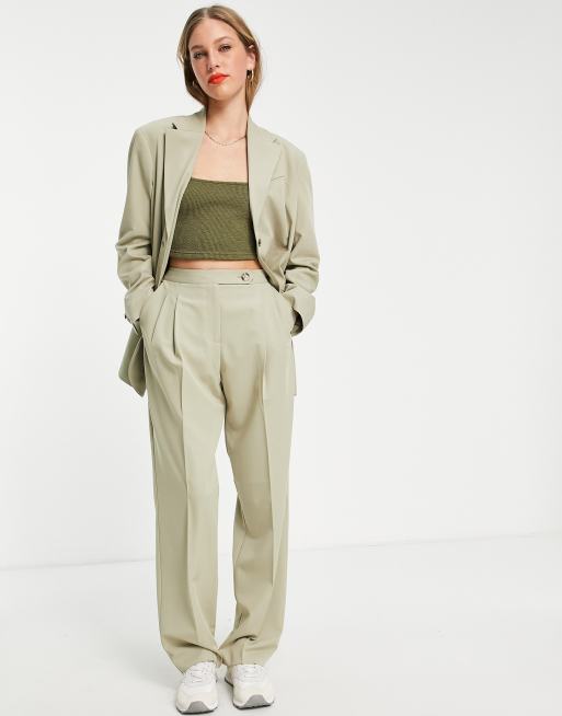 Topshop Tailored mensy pants in stone (part of a set)