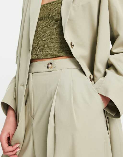 Topshop Tailored mensy pants in stone (part of a set), 3 of 4