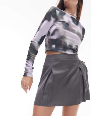 Topshop Tailored Mini Skirt In Gray - Part Of A Set