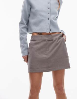 Topshop Tailored Mini Skirt In Mink-neutral