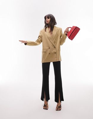 Topshop Tailored over sized double breasted blazer in camel