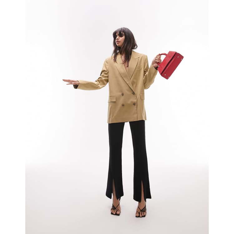 Topshop Tailored over sized double breasted blazer in camel