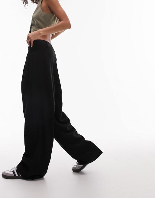 Topshop tailored pants with side pocket detail in washed black