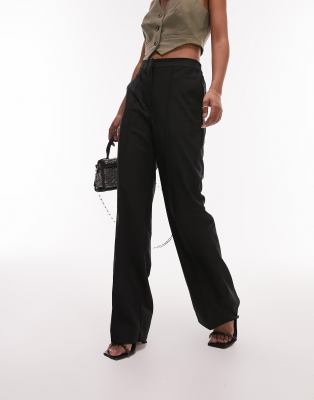 Topshop Elasticated Pinseam Tailored Jogger In Black In Black