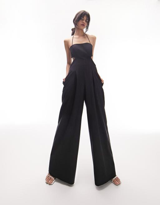 Pinstripe jumpsuit sales