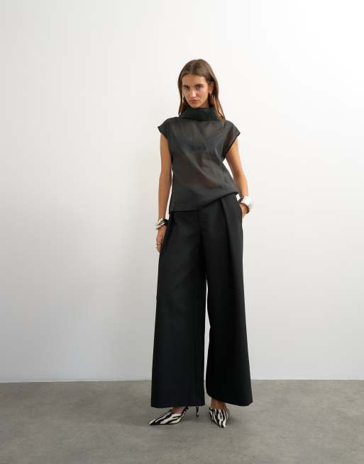 Topshop - Wide Leg Pants - Women - Polyester/Viscose/Elastane - 8 US