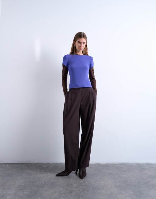 Topshop tailored pleated balloon pants in charcoal