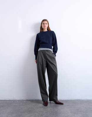 Topshop Tailored Pleated Balloon Pants In Gray