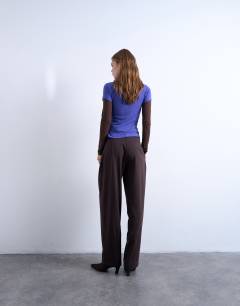 Model wearing Tailored pleated balloon trouser in pinstripe