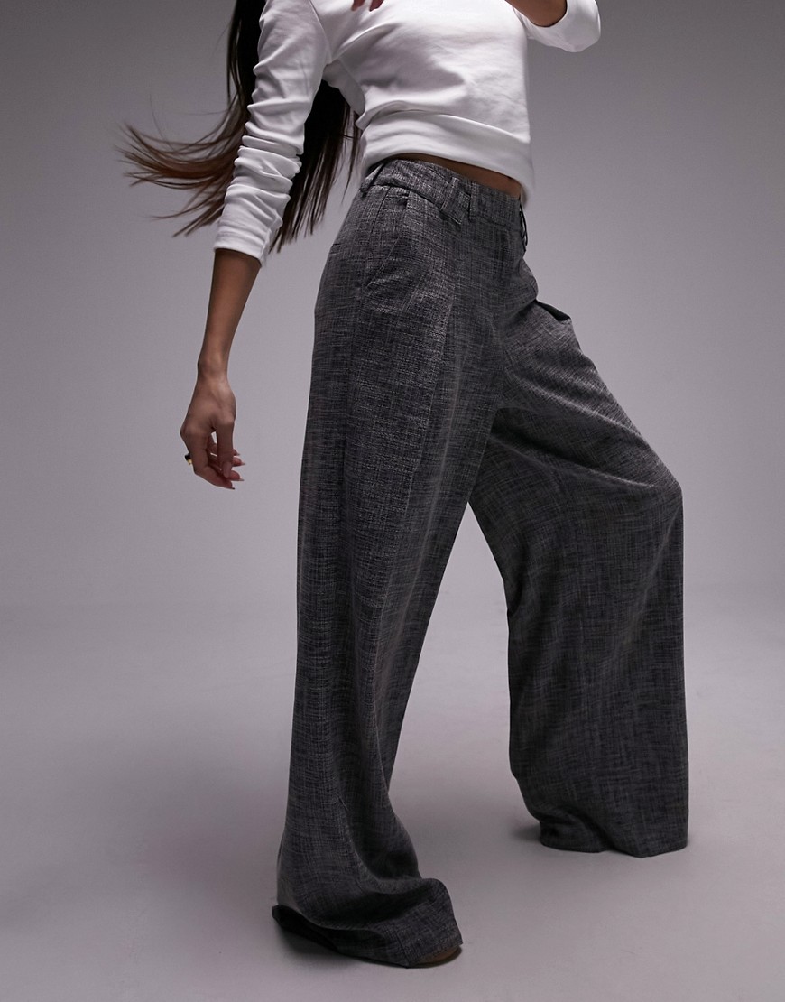 Topshop Tailored pleated pants in gray heather