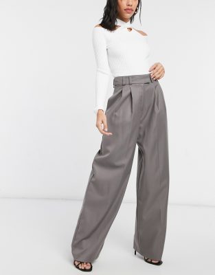 grey pleated pants womens