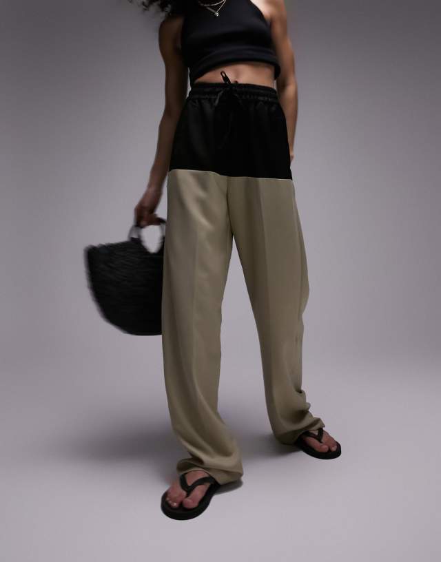 Topshop tailored premium color block smart sweatpants in multi