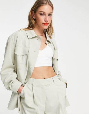 Topshop tailored shacket in stone - ASOS Price Checker