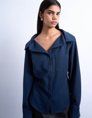 Topshop Tailored Shirt In Blue