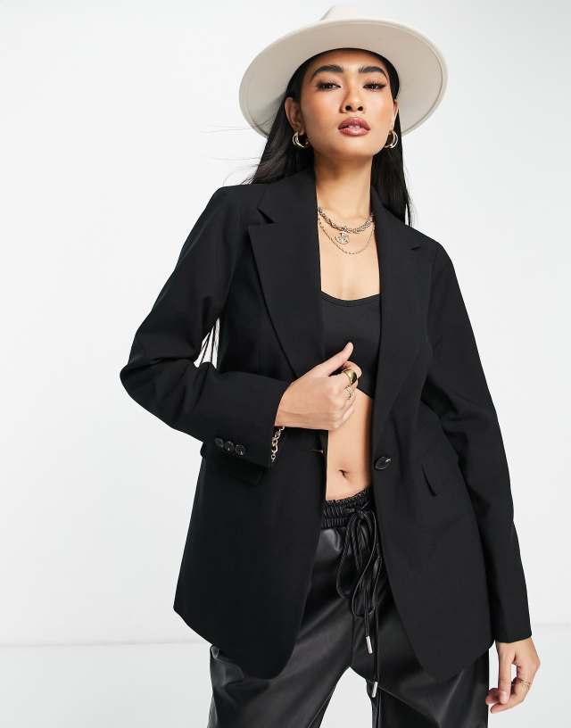 Topshop Tailored single breasted blazer in black