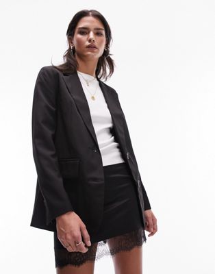 Topshop Tailored Single Breasted Blazer In Black