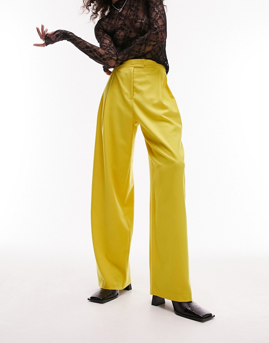 Topshop Tailored utility style trouser in acid yellow