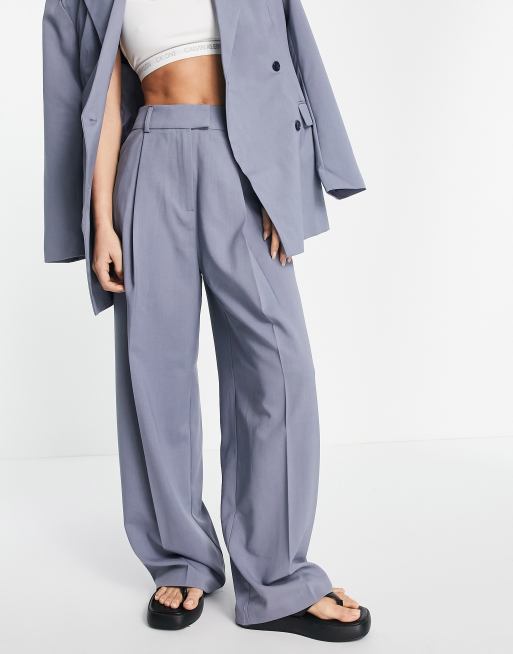 Sky Blue Tailored Wide Leg Pant - Pants