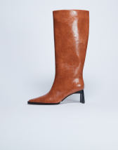 Topshop Talia chisel toe knee high boot in tan
