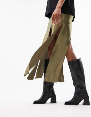  Talia premium leather square toe knee boot 