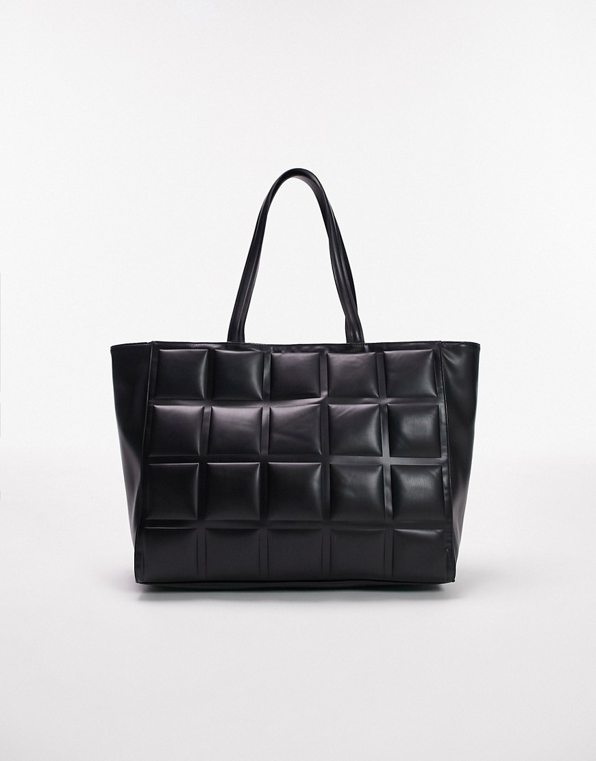 Topshop talia quilted tote in black