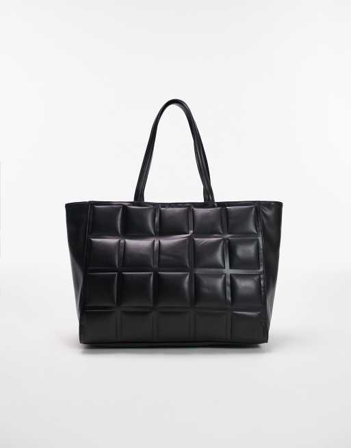 Topshop talia quilted tote in black