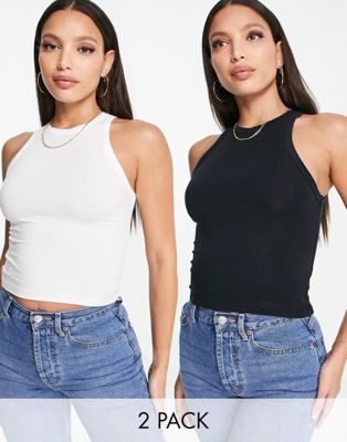Topshop Tall 2 pack clean racer vest