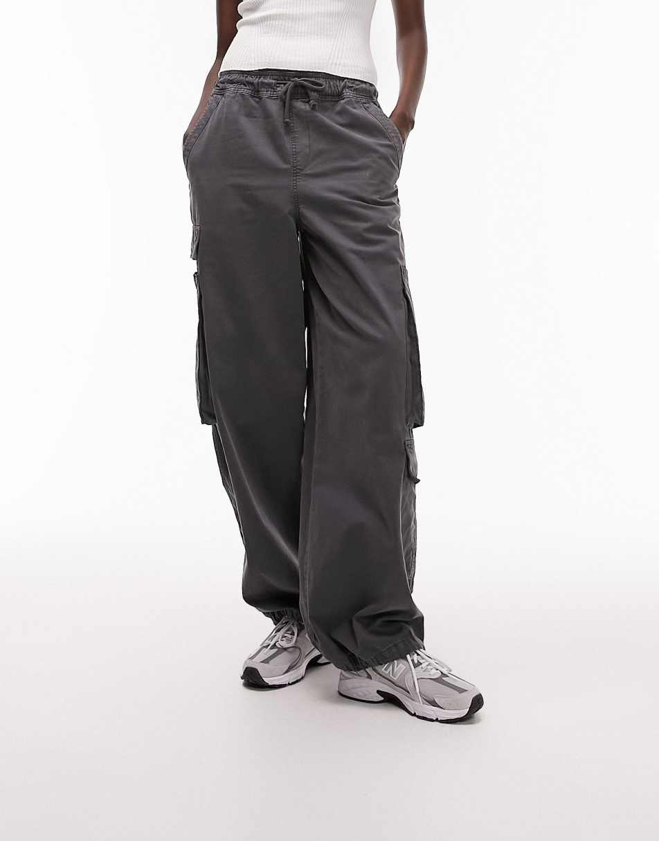 Tall Charcoal Tie Front Cargo Pants, Tall