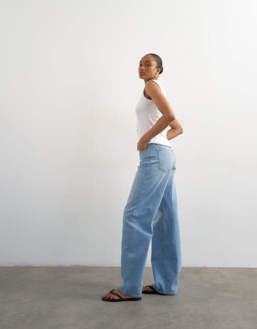 Topshop Tall - Barrel - Jean à taille mi-haute - Bleu délavé, 2 de 5