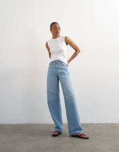 Tall Barrel mid rise jean in bleach