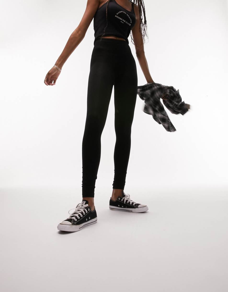 Topshop basic ankle legging in black