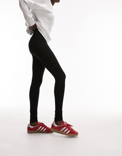 Topshop Tall branded elastic leggings in black