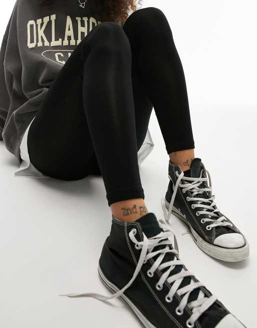 White High Top Converse With Leggings Black high top converse