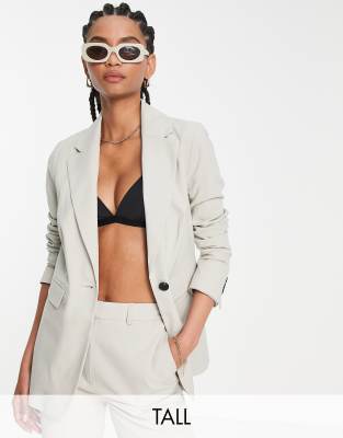 Topshop Tall co-ord fitted blazer in pale grey - ASOS Price Checker