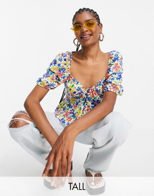 Topshop Tall printed floral blouse  - ASOS Price Checker