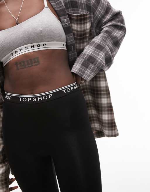 Topshop branded waistband leggings in gray