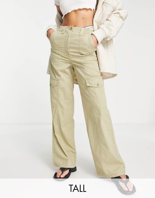 Topshop Tall - Cargobroek met hoge taille en utility-zakken in saliegroen, deel van co-ord set 