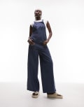 Topshop Tall casual dungaree jumpsuit in blue-Grey