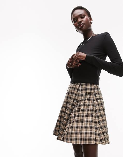 Black check shop skater skirt