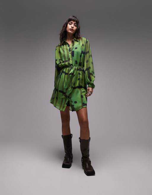 Topshop green cheap shirt dress