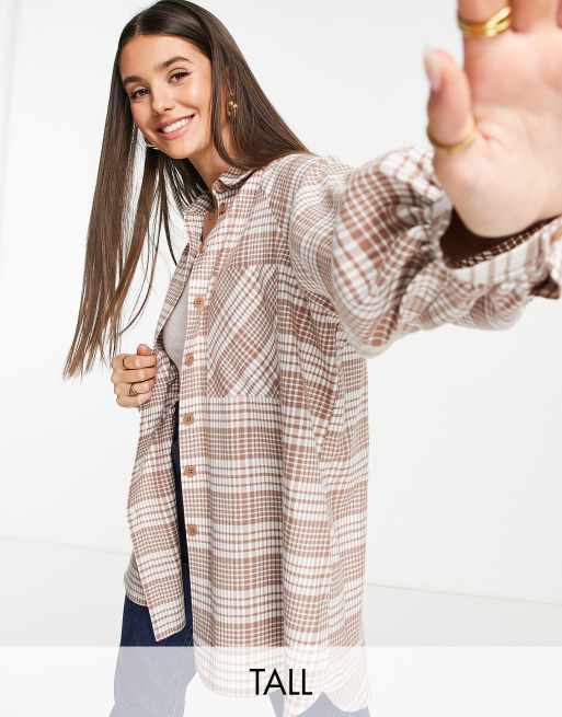 Topshop Tall - Chemise à carreaux et manches raglan - Multicolore