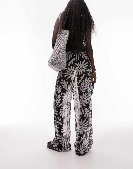 Iisla & Bird long beach pants in black and white zebra print