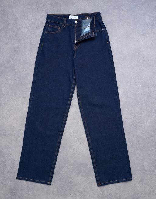 Topshop Tall Cinch low rise relaxed jean in raw look indigo, 6 of 7