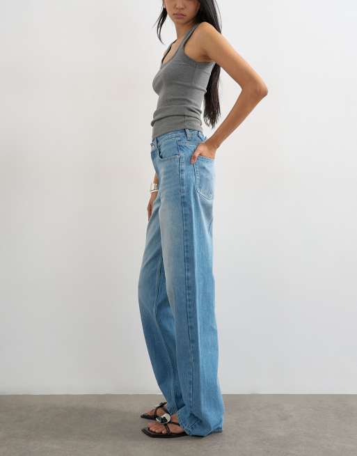 Topshop Tall Cinch low rise relaxed jeans in bleach, 3 of 5